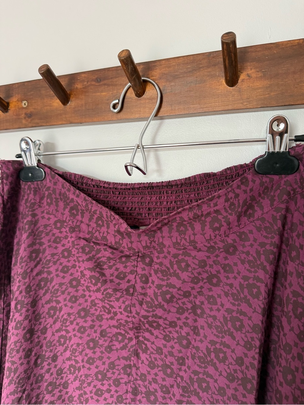 American Eagle Outfitters Plum Asymmetrical Border-Print Handkerchief Skirt - Picture 7 of 7